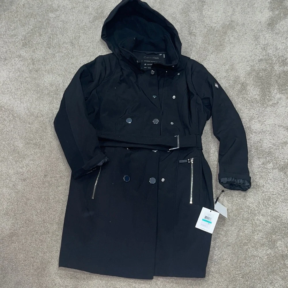 Black Long Trench Water Resistant Jacket - Picture 1 of 6